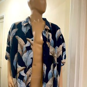 COPY - Cubavera Mens Tropical Leaf Button Up Shirt, 5X Big and Tall